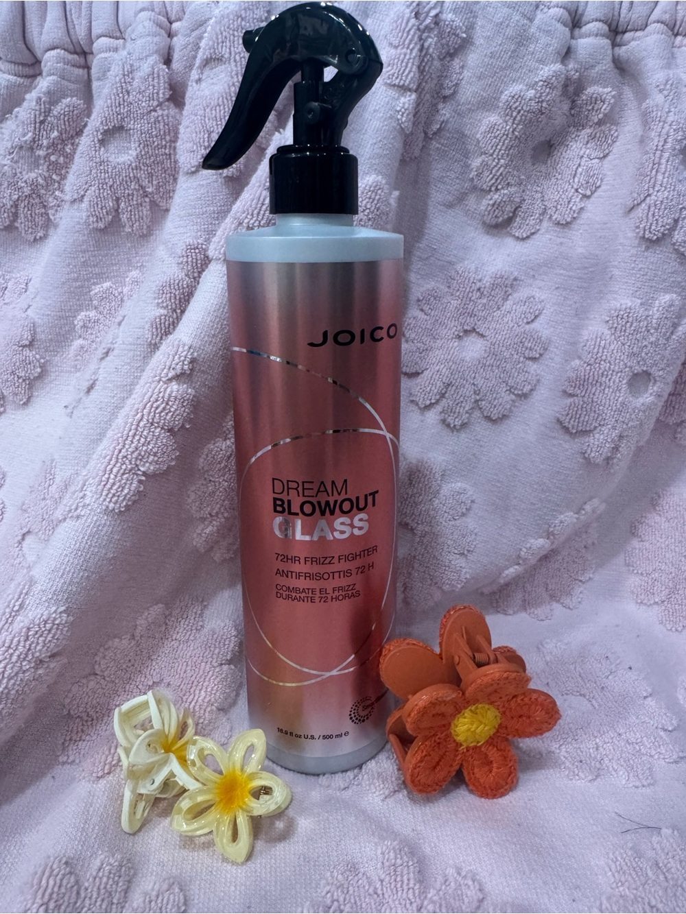 Joico Dream Blowout Glass 72HR Frizz Fighter Spray jumbo 16.9 oz with brush